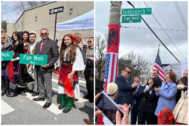 FOTO/ Një rrugë në New York merr emrin e Fan Nolit! Shqiptarët në Amerikë: Kjo ditë do të mbetet në histori