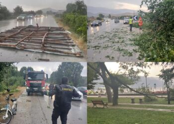 Juglindja përfshihet nga moti i keq, era e fortë shkul pemët dhe çatitë (FOTO)